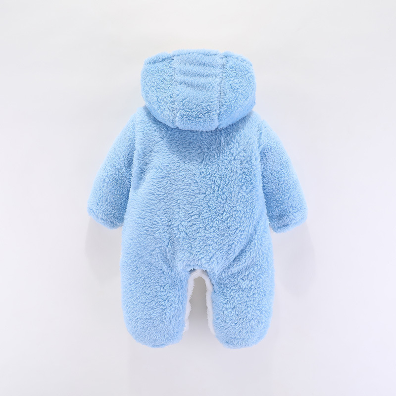 Men's and Women's Baby Hooded Autumn and Winter Cotton Rompers Children's Thickened Warm Jumpsuit out Crawling Suit Jumpsuit