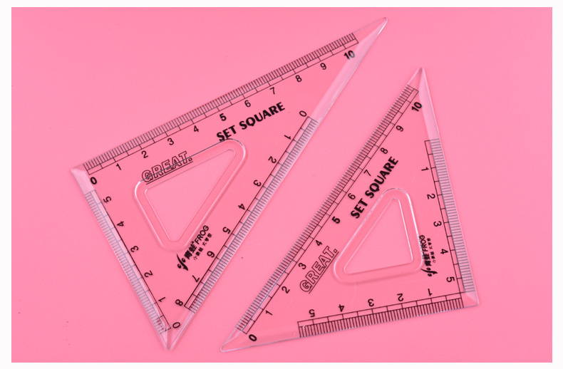 小青蛙三角板套装塑料尺子等腰直角三角形10cm定规尺