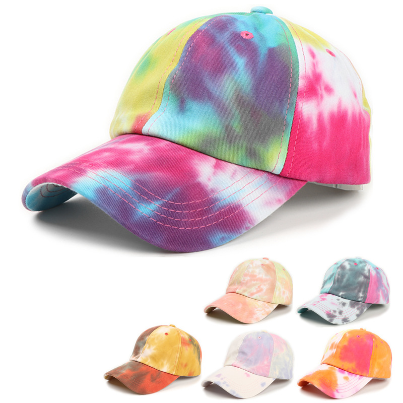 新款水墨画扎染软顶棒球帽中国风彩绘鸭舌帽男女春夏潮流休闲帽子