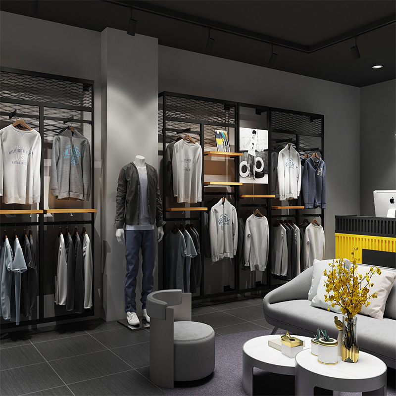 男装店货架服装店展示架落地式上墙壁挂式衣服裤子牛仔裤陈列架