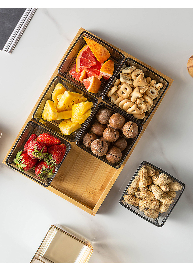 北欧家用玻璃分格干果盘客厅水果拼盘创意零食瓜子糖果小吃坚果盘