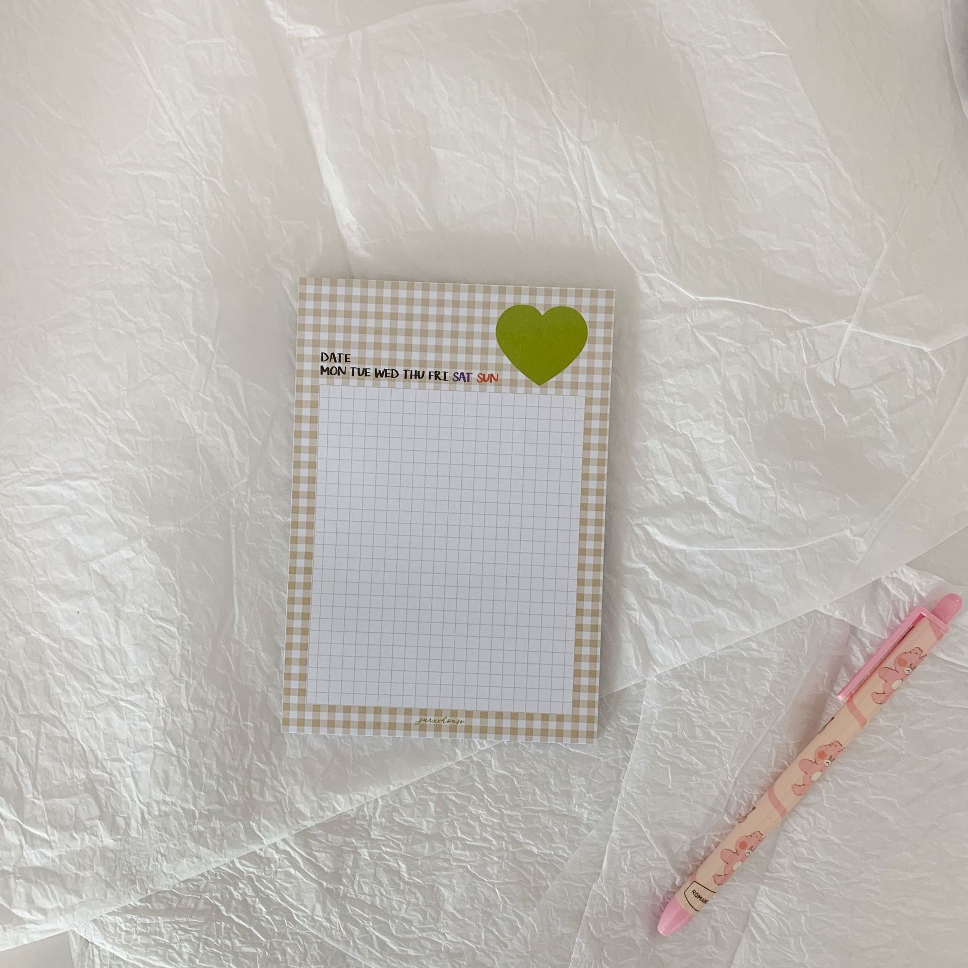 韩国网红ins爆火可爱爱心新款方格网格便签纸便签本手账拼贴留言