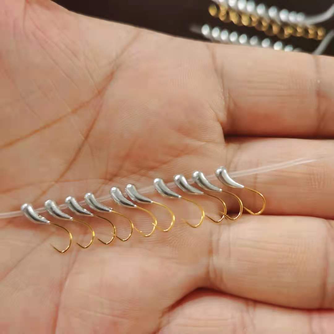 朝天钩45°4.5金海夕鱼钩带孔带胶管新款垂钓小配件传统钓鱼鱼钩