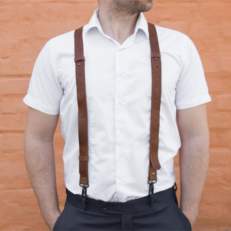 厂家批发成人男士吊裤带 可调节y型男裤背带 男士皮革裤吊带