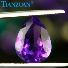 紫晶水滴形裸石戒面克拉定制彩色宝石天然紫水晶裸石