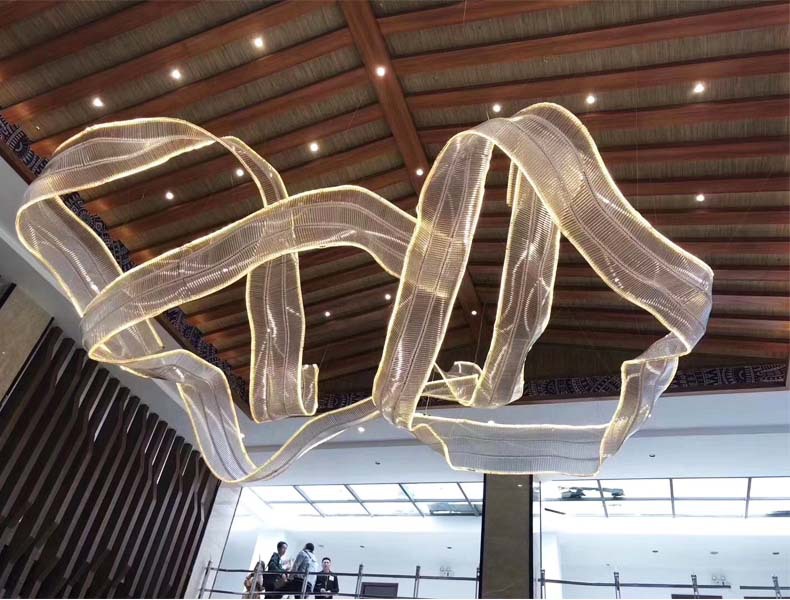 酒店大堂售楼部飘带吊灯轻奢创意装饰飘带非标工程批发飘带吊灯