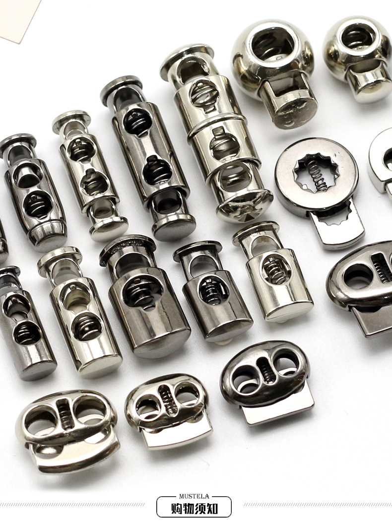 金属弹簧扣吊钟猪鼻扣止绳扣帽子扣穿绳扣羽绒服松紧绳子调节纽扣