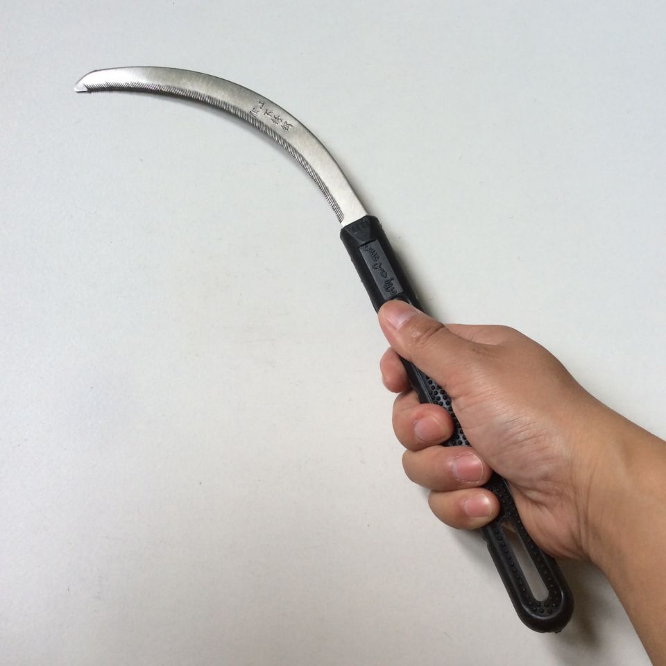 锰钢锯镰禾镰稻谷收割镰刀扎篾割刀割网割胶塑钢柄锯镰子月牙镰刀