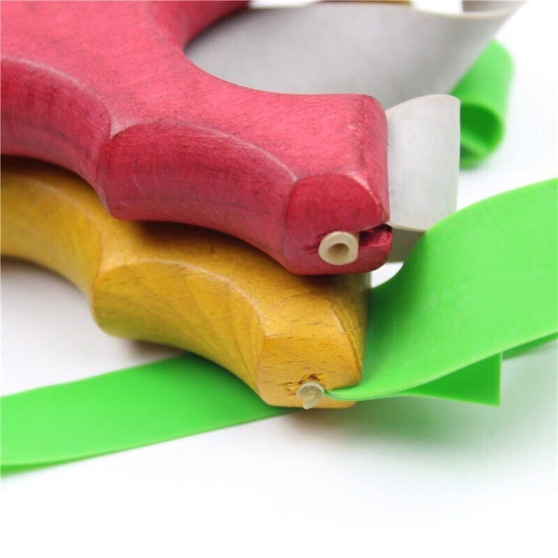 榉木扁皮筋弹弓 黄色漆榉木顶卡扁皮弹弓江湖户外免绑扁皮弓批发