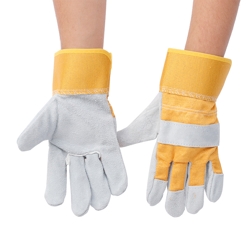 电焊手套牛皮 二层皮革隔热焊接防烫伤劳保防护工作焊工手套批发