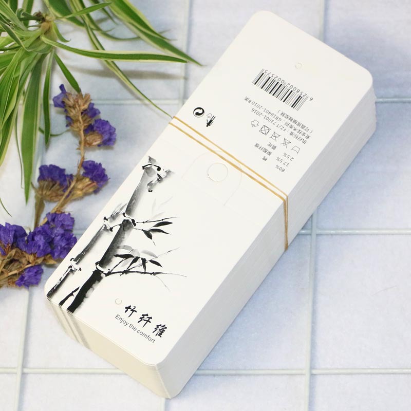 现货男女袜子通用标签竹纤维袜子吊牌纸bamboo墨竹袜卡纸现货批发