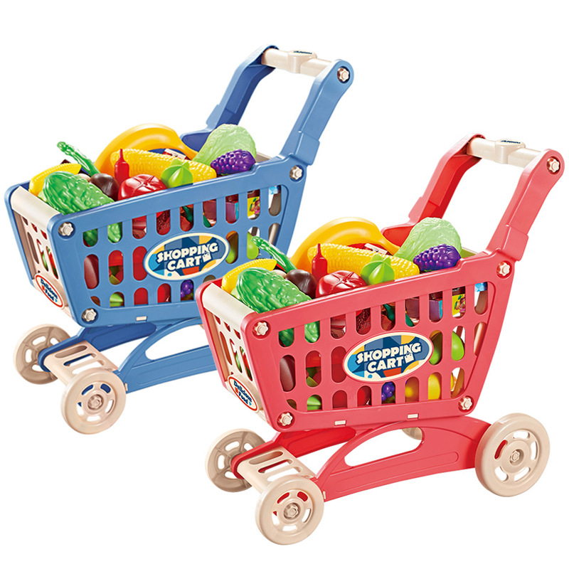 拼#儿童过家家仿真购物车超市购物车手推车水果蔬菜玩具套装