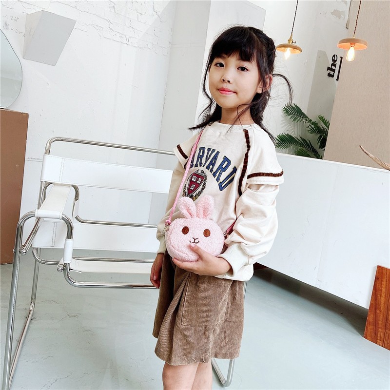 New Children's Small Bags Cute Plush Rabbit Crossbody Bag Fashion Princess Coin Purse Baby Girl Accessory Bag Fashion