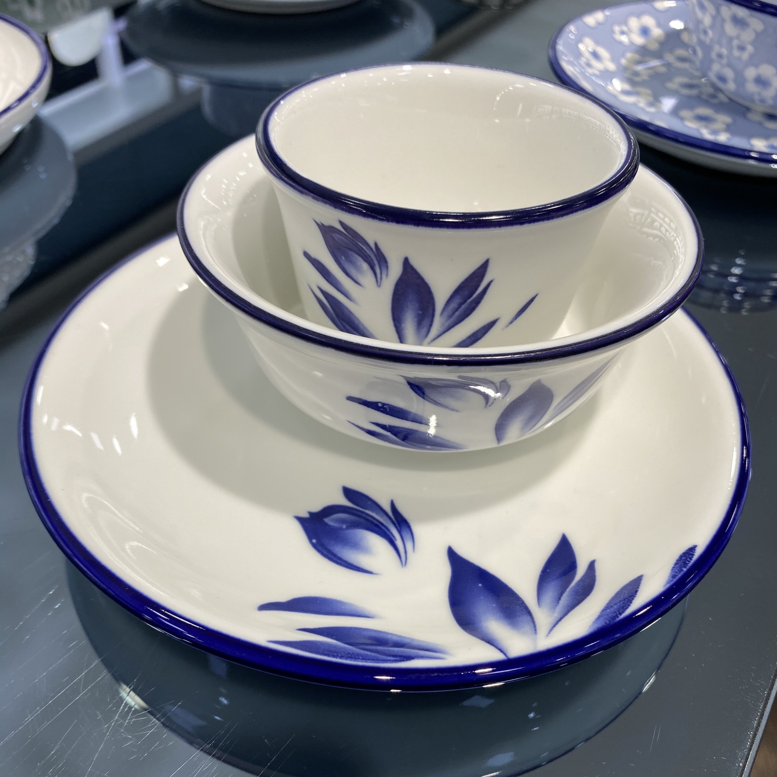 中式酒店用釉下彩绘陶瓷器皿瓷装饰工艺品盘碗勺消毒餐具新发定制