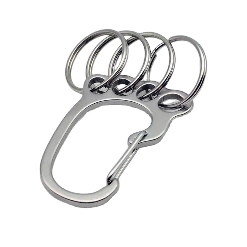 Factory Direct Supply Non-Magnetic Stainless Steel Ankle Keychain Spot Spring Hooks Outdoor Anti-Rust Car Keychain