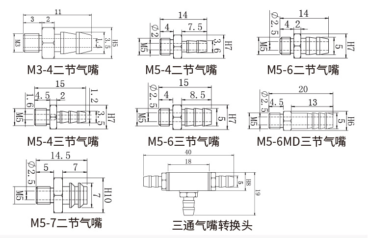 气管接头 快拧直通快 小气咀m5-4 m-6 m3-4气动接头 宝塔三节气嘴-阿