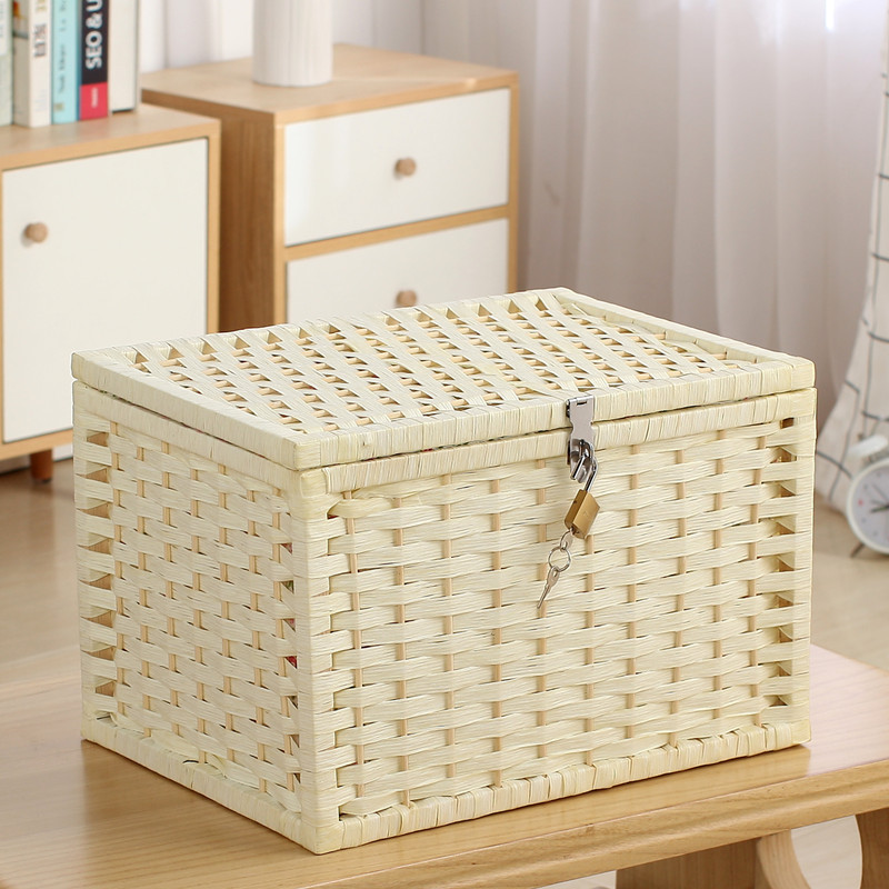 密码收纳盒有锁收纳箱学生零食衣物储物带锁箱子衣帽间整理箱带锁