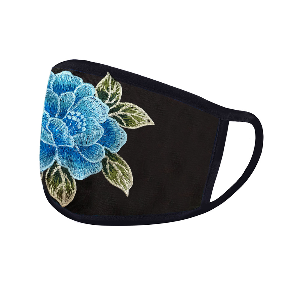 b0053春季夏季绣花防晒防尘可水洗男女成人口罩透气薄款口鼻罩