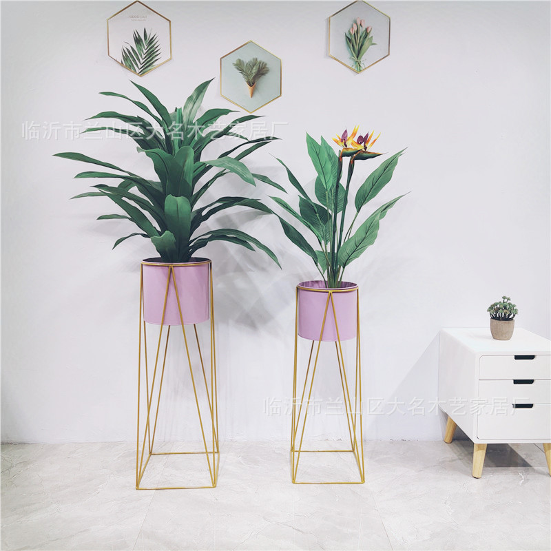 Nordic Style Colorful Creative Geometric Flower Pot Living Room Home Decoration Simple Modern Iron Flower Stand Flower Ware