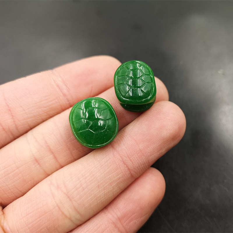 老玉匠 diy饰品配件干青阳绿色翠玉龟壳散珠配件配饰 富甲天下