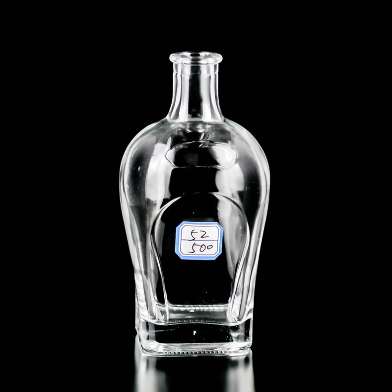 厂家生产500毫升白酒瓶 批发方底圆身透明玻璃瓶洋酒xo白兰地空瓶