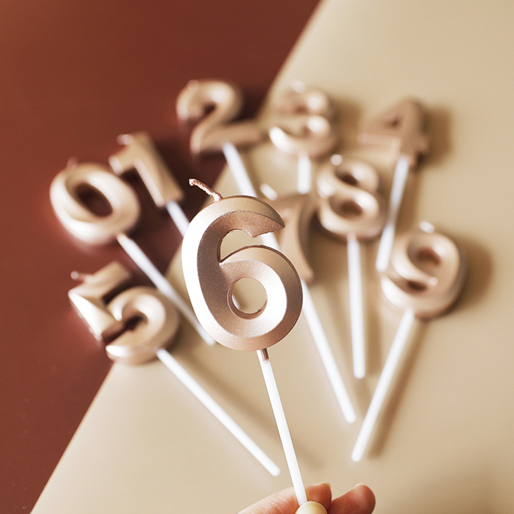 歌剧院系列复古金色银色数字蜡烛生日纪念日派对周岁蛋糕装饰蜡烛