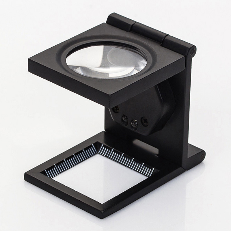 三折叠式全金属黑色烤漆 两个led照布镜 刻度测量检布放大镜 b款