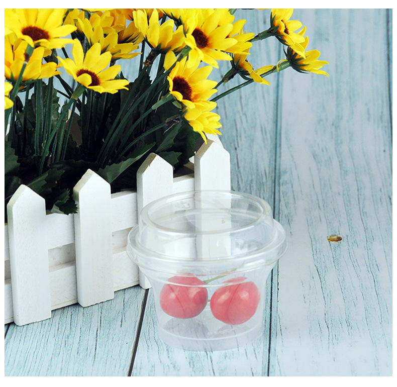 圆形透明一次性塑料杯pp木糠布丁果冻酸奶杯双皮奶加厚带盖慕斯杯