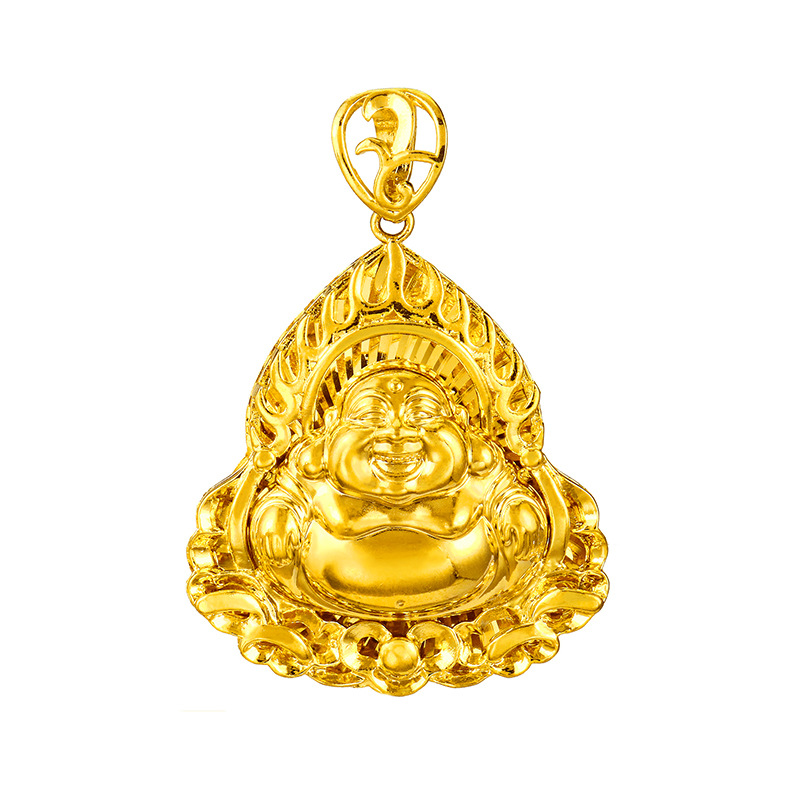 热销镀黄金24k色男女款火焰佛吊坠 仿真越南沙金吊坠佛光普照挂坠