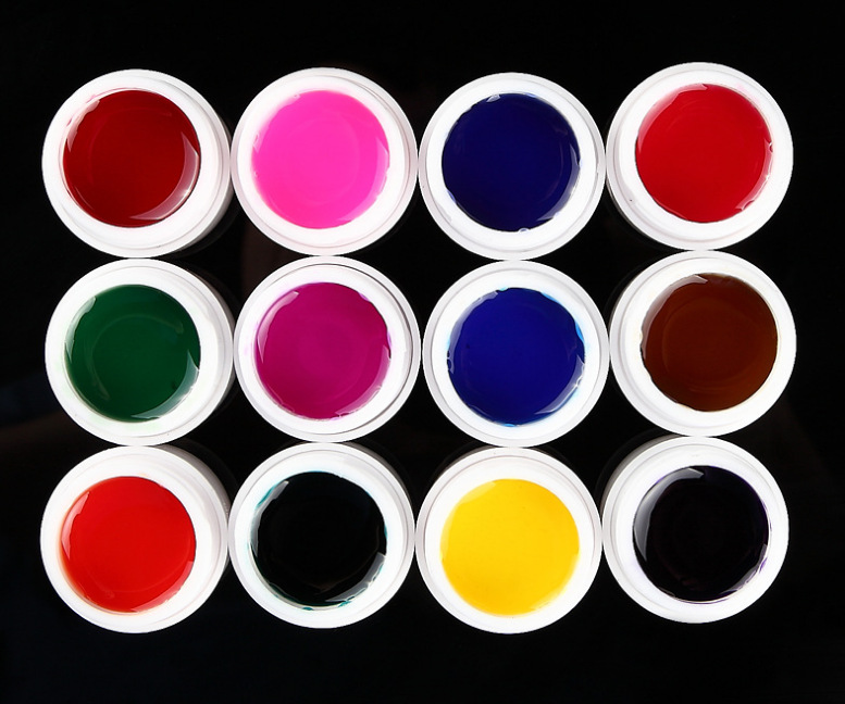 美甲用品 光疗甲 12色实色胶 亮片胶 闪粉胶 调色胶 美甲套装