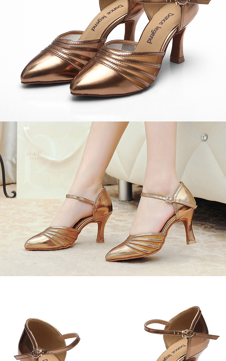 舞蹈传奇高跟软底拉丁鞋女尖头恰恰成人跳舞鞋包头交谊舞蹈鞋国标