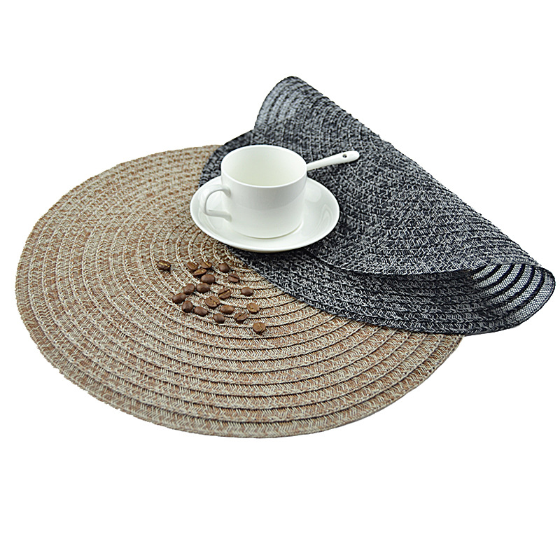Round Placemat Japanese Style Dining Table Cushion Home Nordic Woven Western-Style Placemat Simple Coaster Plate Bowl Mat Heat Proof Mat
