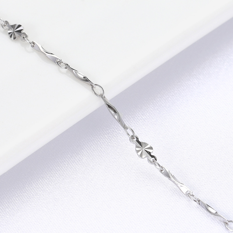 冠铭银饰元宝花片链女款 s925银元宝间雪花链机织链配链素链项链