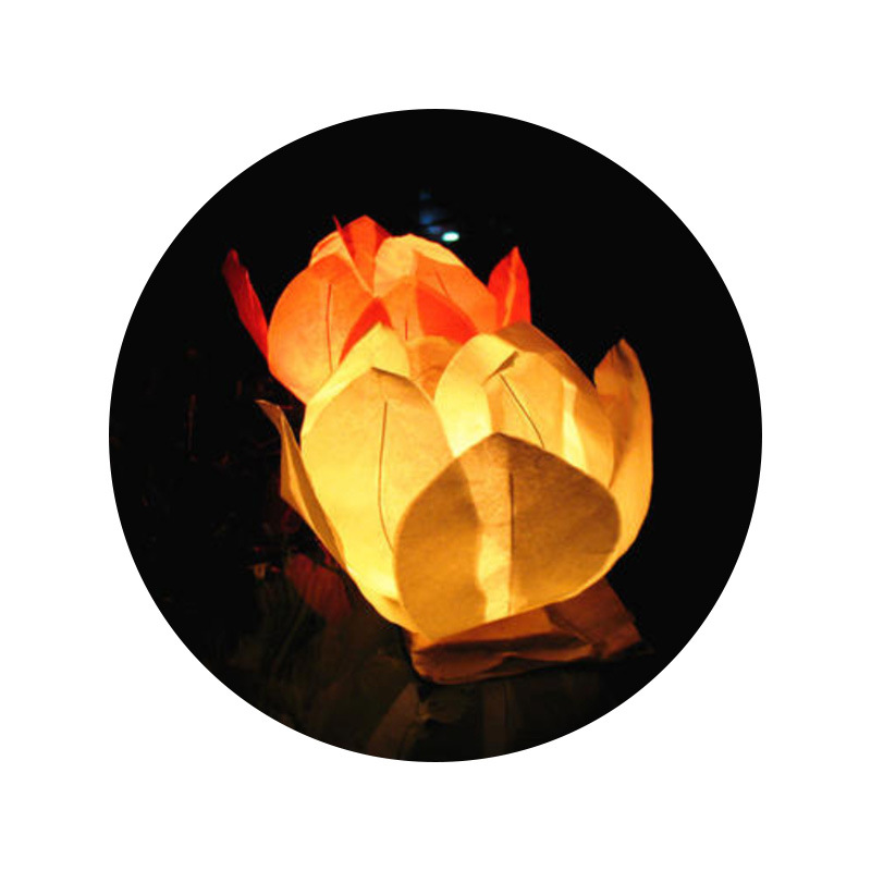 蜡烛彩色祈福许愿荷花灯 工厂批发阻燃纸莲花灯 定制户外许愿河灯
