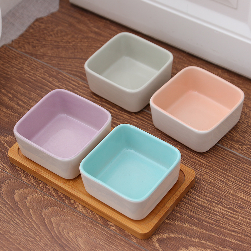 陶瓷糖果色仓鼠食碗金丝熊芦丁鸡小碗食盆防咬防翻刺猬兔子宠物碗