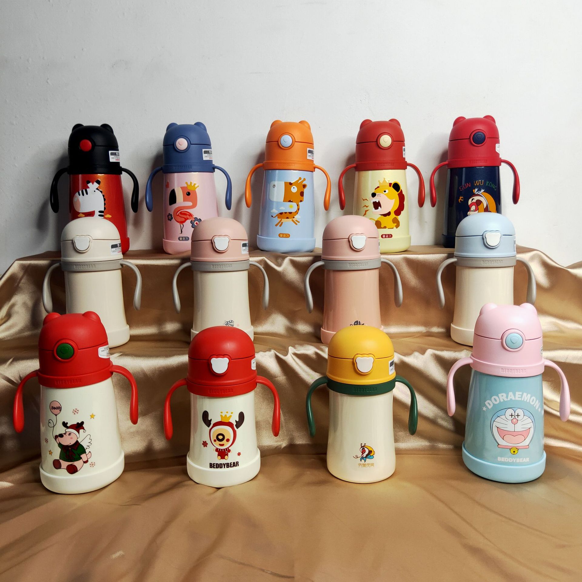 韩国杯具熊儿童保温学饮杯不锈钢吸管水杯宝宝幼儿园防摔两用水壶
