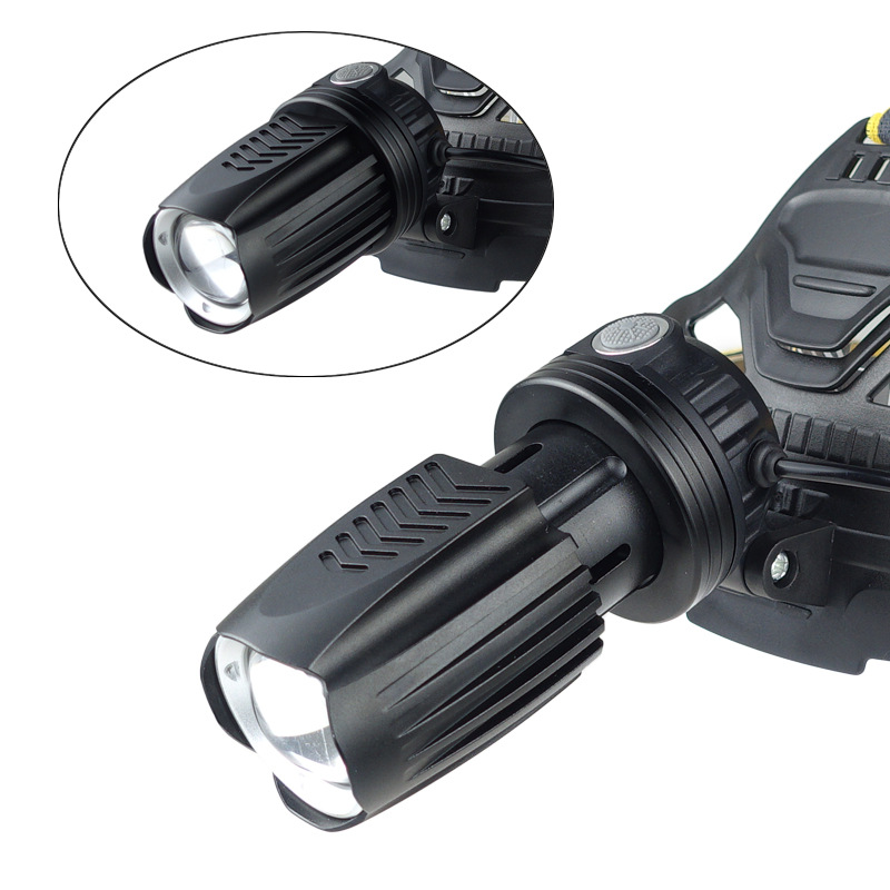 跨境新款大功率头灯p50变焦带散热usb充电铝合金强光远射夜钓灯