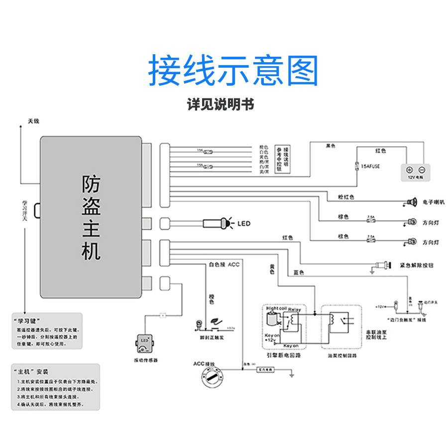 铁老大汽车防盗器12v通用折叠钥匙改装一体震动报警遥控开关门