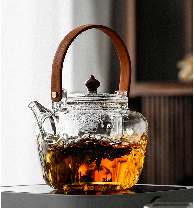 厂家直销玻璃泡茶提梁壶耐高温蒸茶器带过滤家用烧水壶功夫茶具