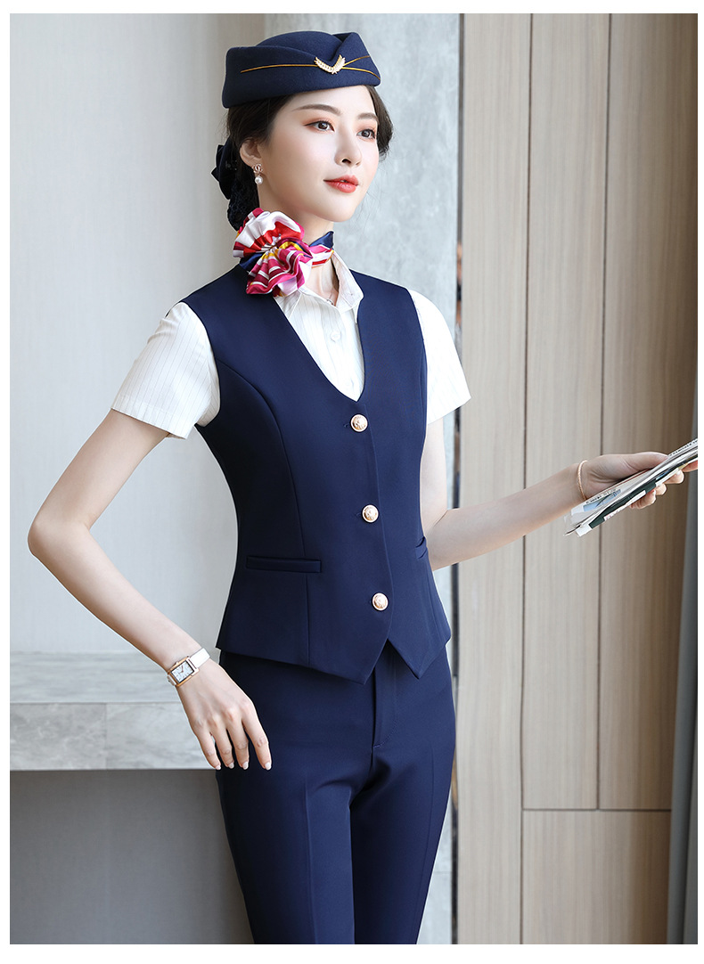 川航空姐制服2020春夏新款乘务员职业马甲套装女面试装售楼工作服