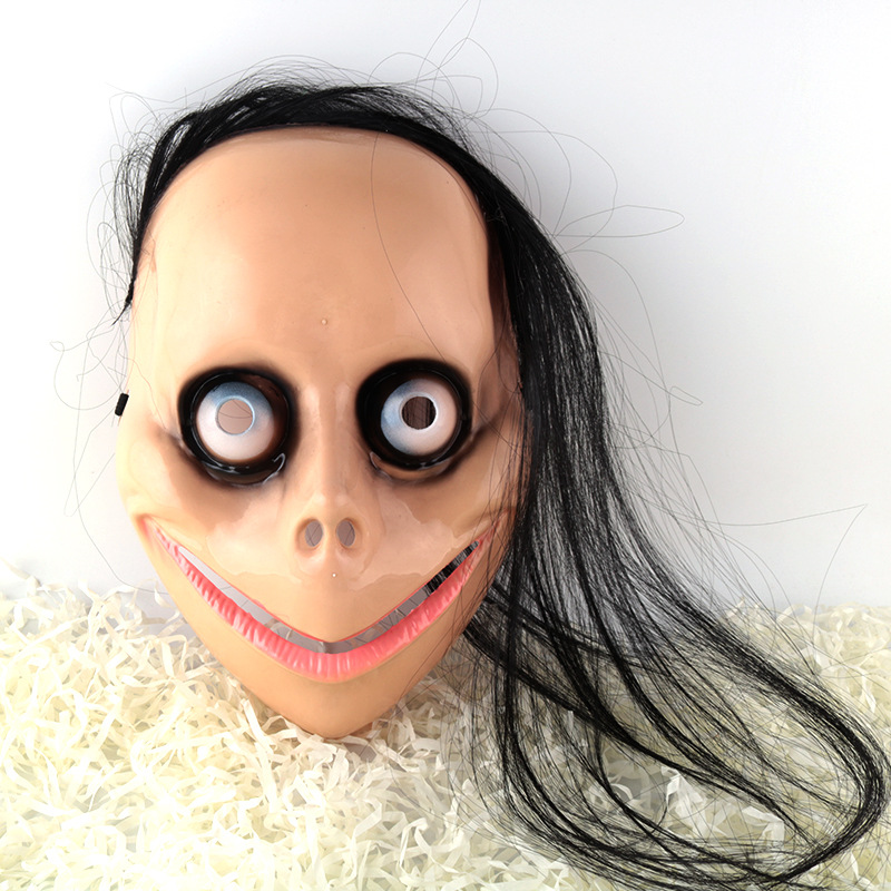 新款儿童面具cos化装舞会女鬼带发面具夜店酒吧恐怖momo万圣面具