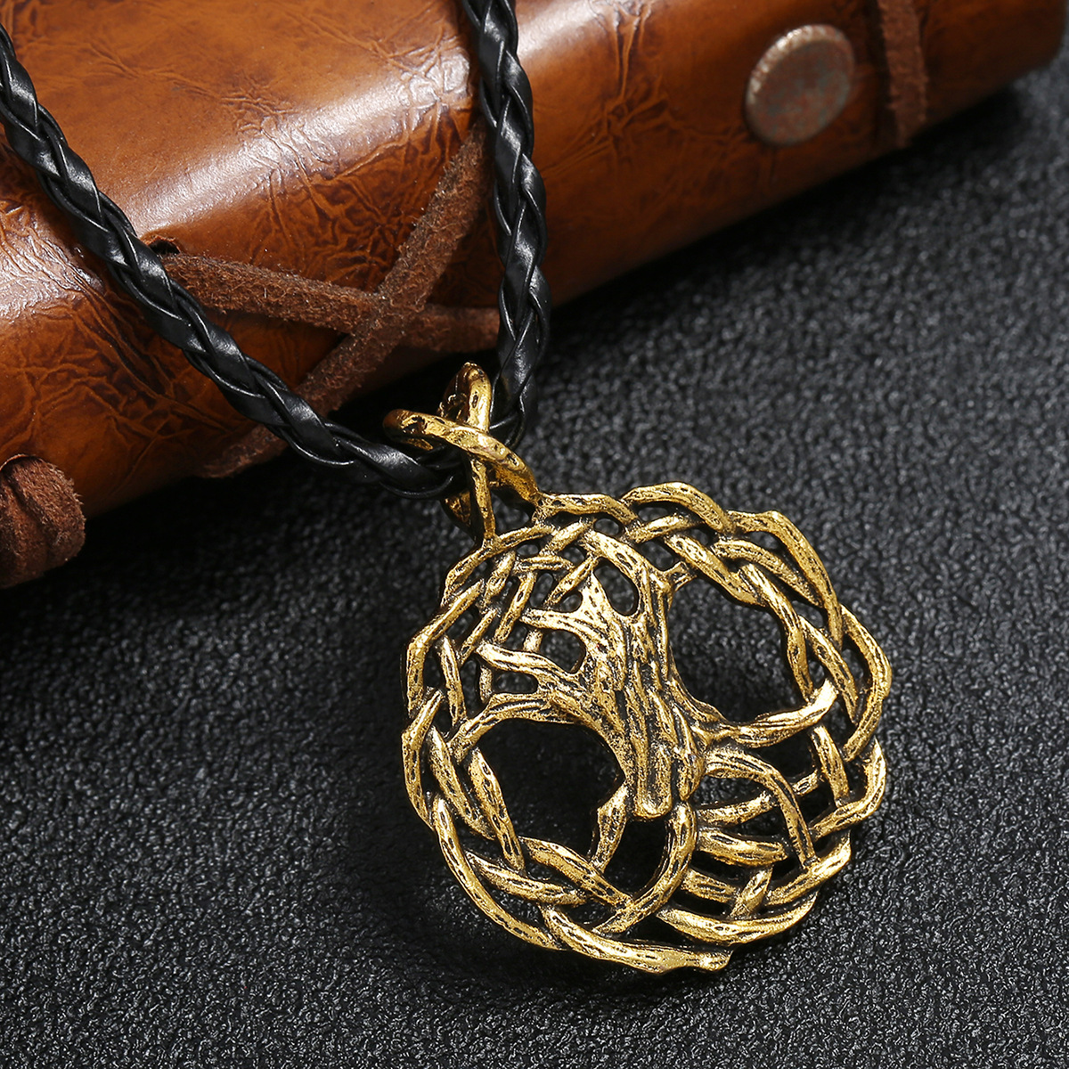 复古镂空大树毛衣链维京北欧海盗神话茂密世界树生命之树男士项链