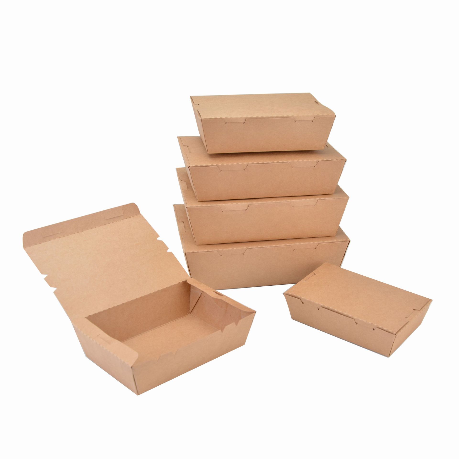 一次性牛皮纸盒纸餐盒长方形外卖打包盒沙拉炒饭水果煎包打包外卖