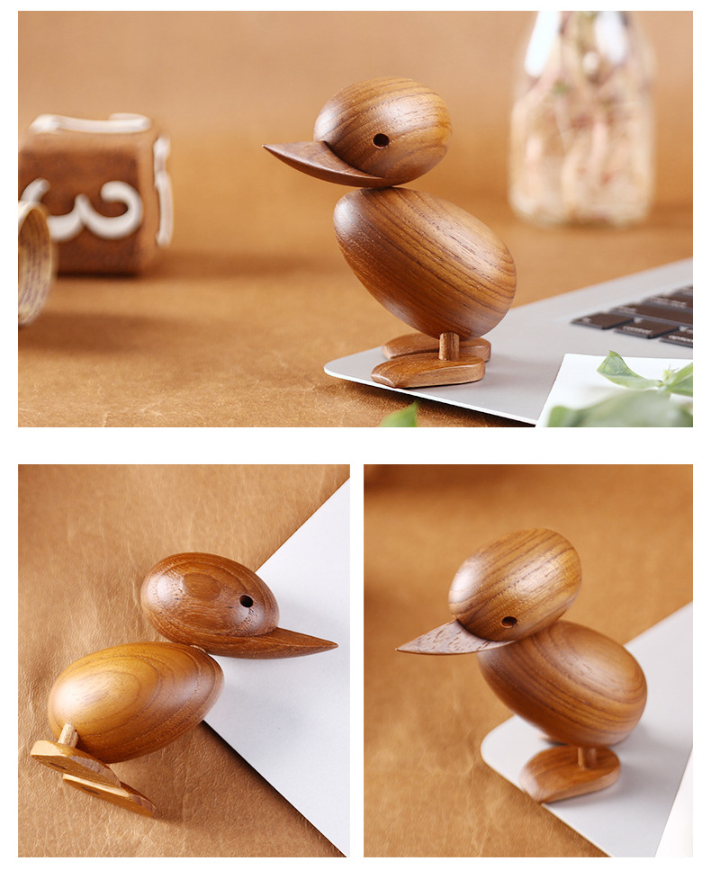 实木鸭子木质摆件可爱动物小鸭子实木工艺品摆设创意节日礼品