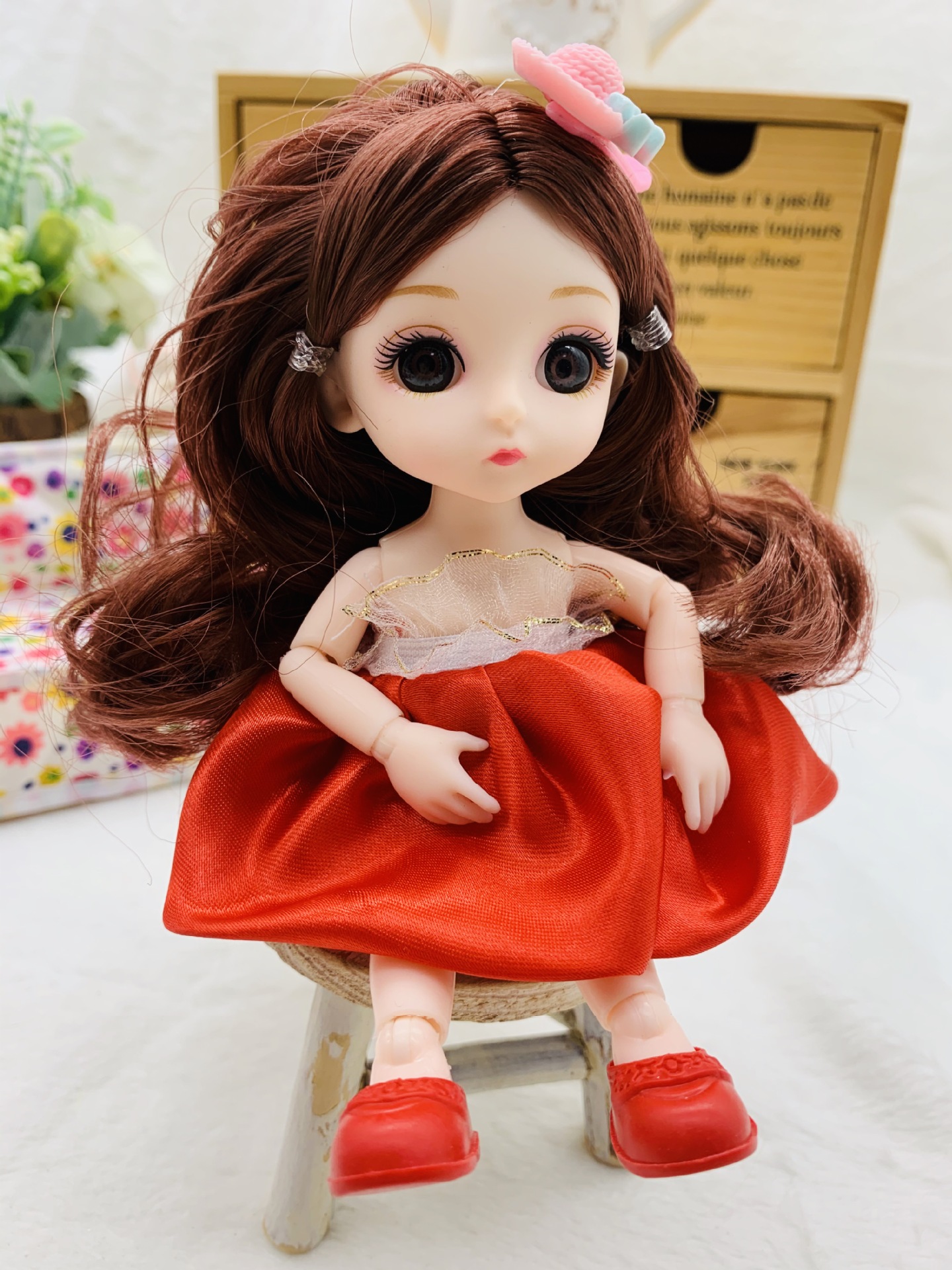 网红女孩可换装16厘米活动关节娃娃公仔过家家摆件六一儿童节礼品