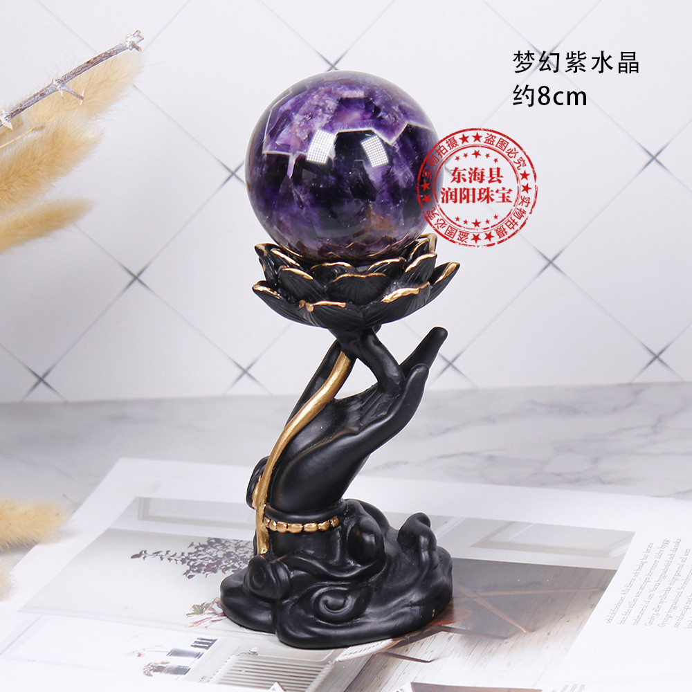 天然宝石水晶球占卜能量办公室工艺品装饰居家桌面原石打磨摆件