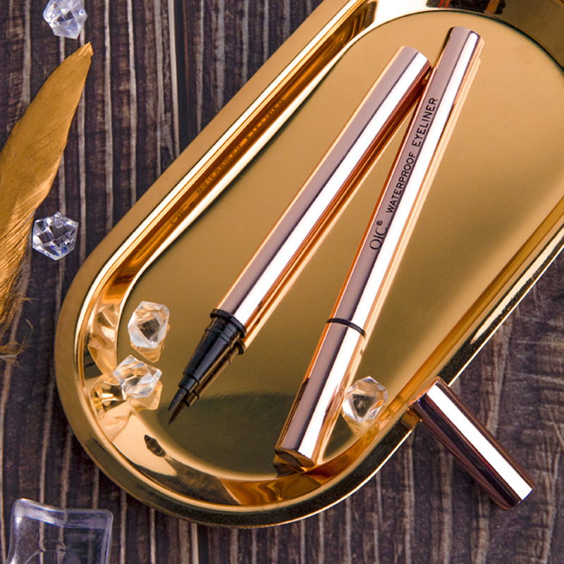 高品质qic铝管玫瑰金眼线笔极细防水防汗不晕染速干不脱妆初学者