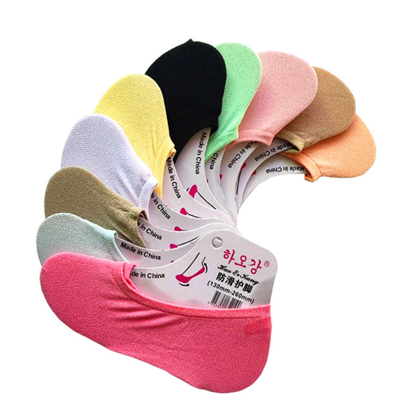 地摊批发魔术糖隐形船袜浅口后跟带防滑硅胶超薄韩版袜子女