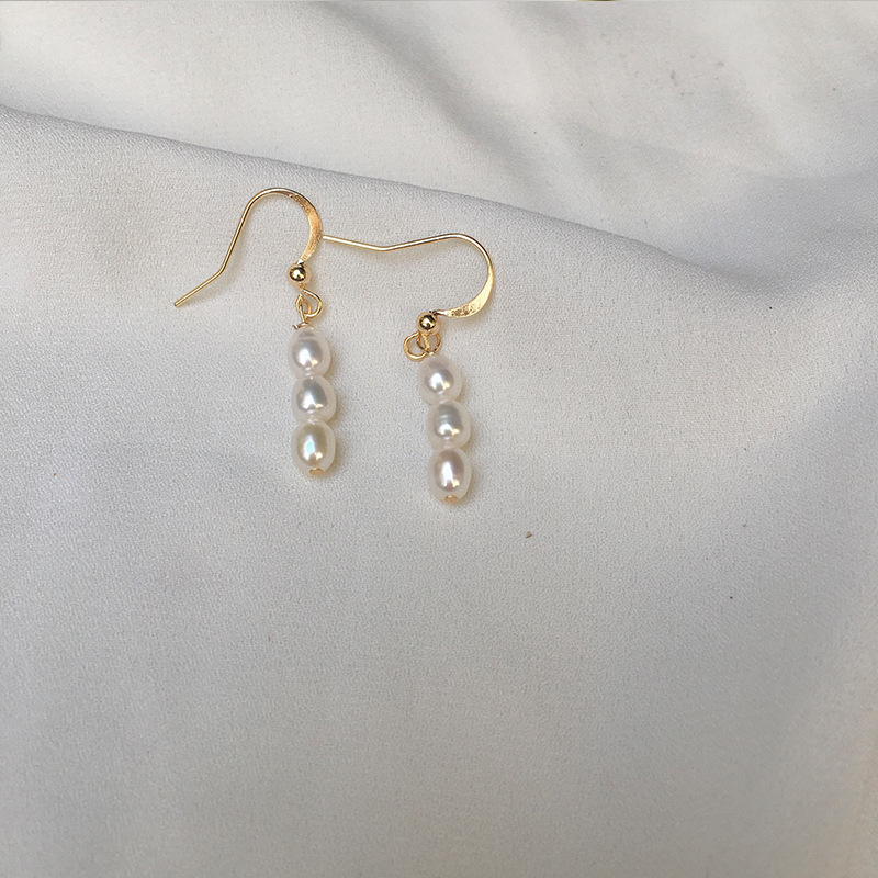 Natural Fresh Water Pearl Long Earrings 14K Gold-Plated Color-Preserving Simple Tassel Ear Hook Taobao WeChat One Piece Dropshipping