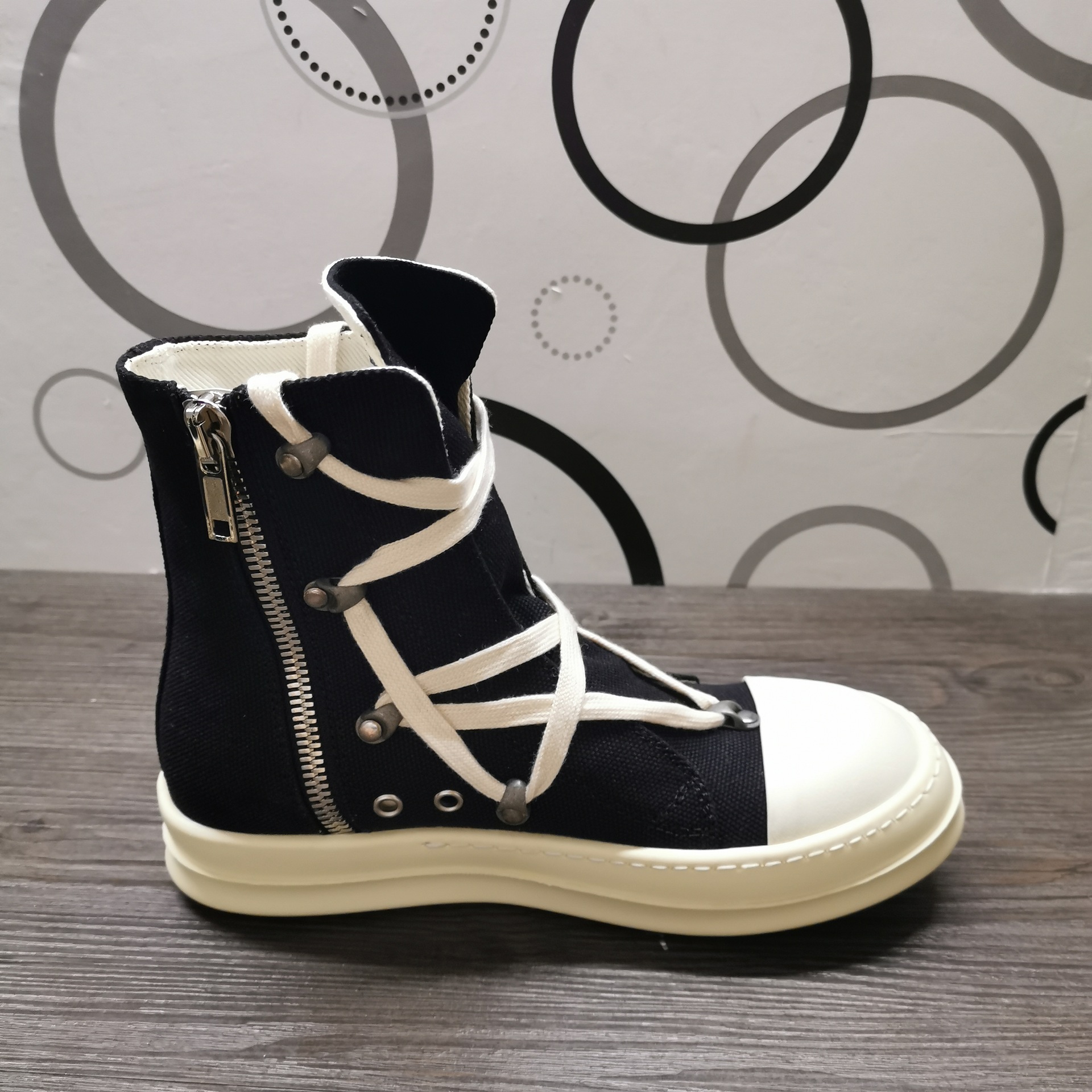 ro系五芒星潮鞋街舞鞋高帮帆布五金情侣男女休闲鞋日常男鞋